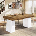 Two Tone 55Inch Solid WalnutFinish DoublePedestal Table