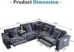 Oversized Modular Sectional Sofa with 2 Power Reclining, Electric Recliner Couch with Storage Console and Adjustable Headrest, Plush Corduroy Fluffy 5 Seat Corner Sofa for Living Room-Blue Grey