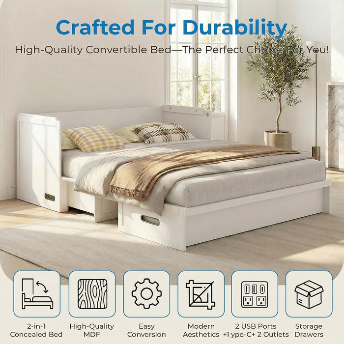 Queen MurphyStyle Cabinetry Bed USB Charging Station