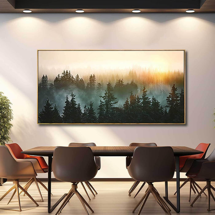 Large Foggy Forest Canvas Wall Art Landscape Mountain Painting 30X60 Inch Framed Wall Art for Bedroom Living Room Kitchen Office