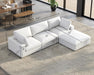 Modular Sectional Sofa, 114 Inches Oversized down Filled Sectional Sofa, 4 Seats L Shaped Comfy Couch with Chaise, Ottoman, Could Sofa for Living Room, White Linen Couch Set