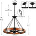 23.6 Inch Wood Wagon Wheel Chandelier 4-Light Farmhouse Chandelier