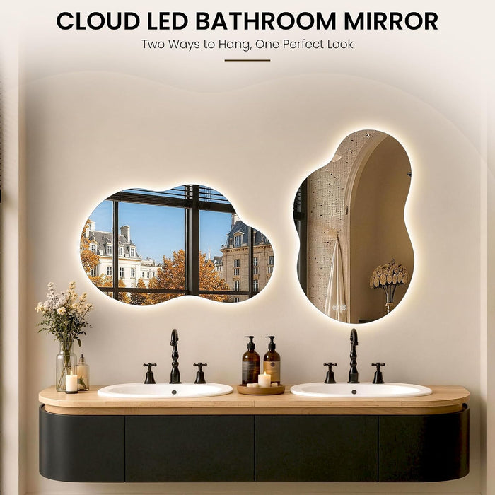 24" X 40" Irregular Backlit Bathroom Mirror, Anti-Fog