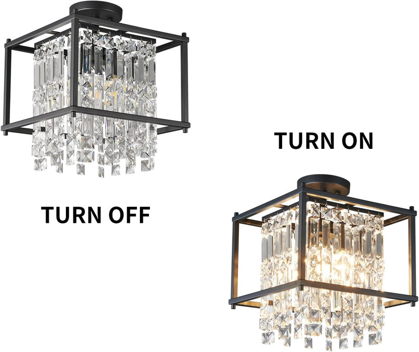 Black Crystal Chandelier For Entryway Ceiling Light