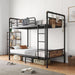 Metal Bunk Bed Twin over Twin, Industrial Bunkbeds Heavy Duty Bed with Safety Guard Rails and Space-Saving Design, Steel Bed for School, Bedroom (Vintage Brown)