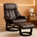 Massage Recliner Chair with Ottoman, 360° Swivel Recliner and Footstool, 10 Point Vibration, PU Leather Reclining Chair with Side Pocket and Remote Control, Brown