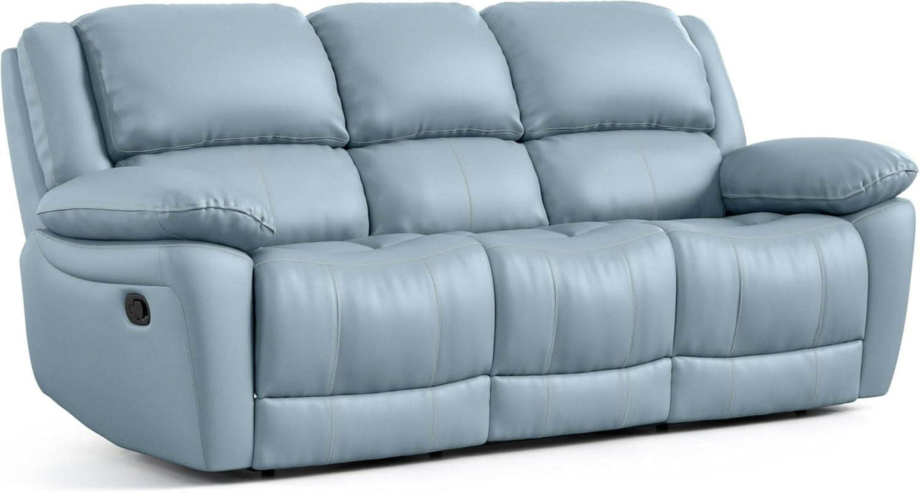 Sorin Modern Leather Recliner Sofa with Pillow Armrests and High Density Foam, Reclining Sectional Couch for Living Room, Office, Home Theater, FSC Certified, Blue