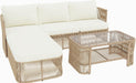 Outdoor Patio Furniture Set, PE Rattan Wicker Conversation Sofa Set with Iron Frame Cushions and Glass Top Coffee Table, Modular Backyard Balcony Seating Set, Dark Beige