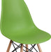 Elon Series Green Plastic Chair with Wooden Legs, 22.5"D X 18.25"W X 31.5"H