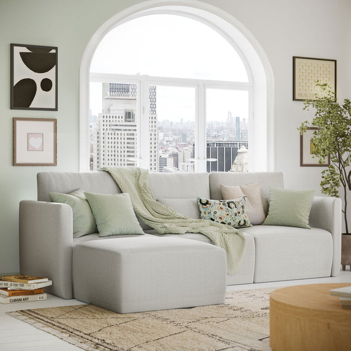 Drew Modular Sectional Sofa with Ottoman by Drew Barrymore, Porcini Taupe