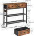 29.5" Narrow Console Table with Power Outlet, Small Entryway Table with 2 Fabric Drawers, behind Couch Table Sofa, 3-Tier Storage Shelves, for Living Room, Hallway, Rustic Brown BF72UXG01