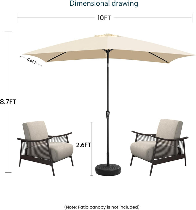 6.5X10Ft Rectangular Patio Umbrella with Push Button Tilt & Crank Lift for Garden,Uv Protection Outdoor Umbrella for Deck,Pool and Yard,Beige