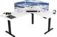 Corner Standing Desk, 63 X 55 Inch Reversible L-Shaped Workstation, Electric Height Adjustment, Home, Office, and Reception Rooms, White Table Top Black Frame, DESK-E3CTBW