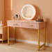 Vanity Desk with 2 Drawers and Storage Shelf, Modern Makeup Table with Glossy Desktop, Gold Metal Frame Writing Desk for Bedroom or Home Office, No Mirror