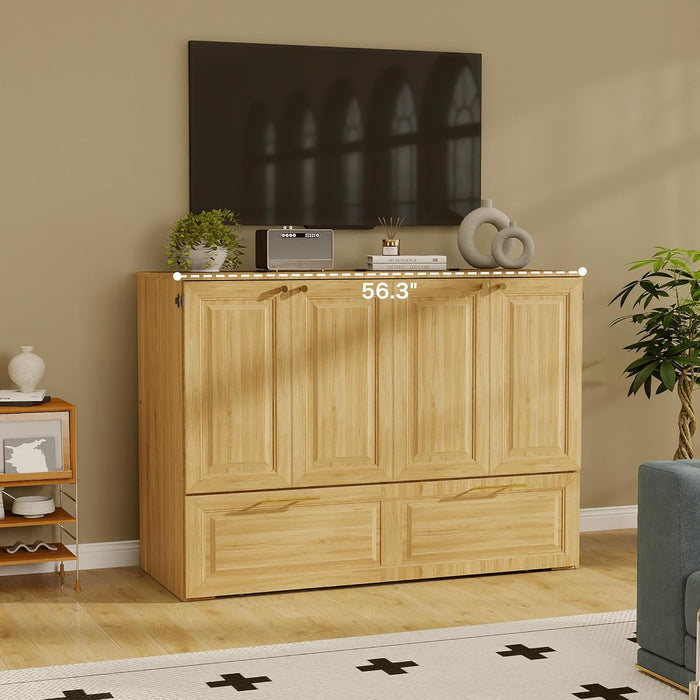 Oakwood Industrial Murphy Cabinet Bed With Charging