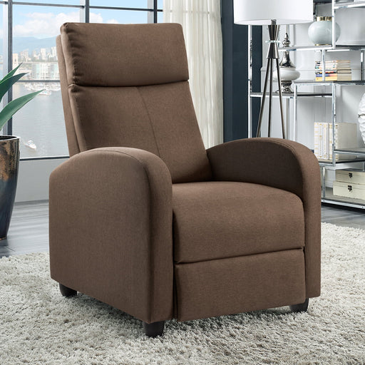 Fabric Recliner Chair Adjustable Modern Home Theater Seating Single Recliner Sofa Living Room Armrest Chair with Thick Cushion,Brown