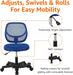 Kids Adjustable Mesh Low-Back Swivel Study Desk Chair with Footrest, Blue
