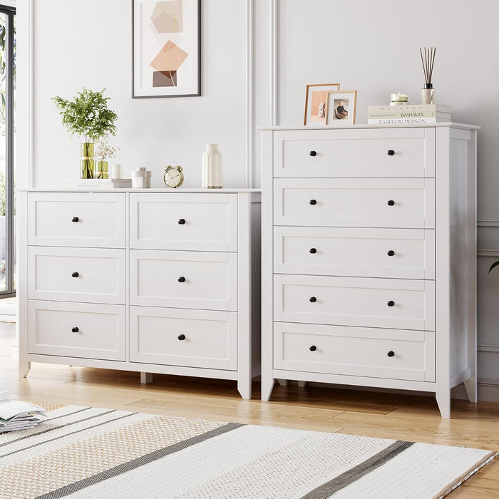 Modern White 5-Drawer Dresser Storage Organizer for Bedroom, 42.5 Inches Tall