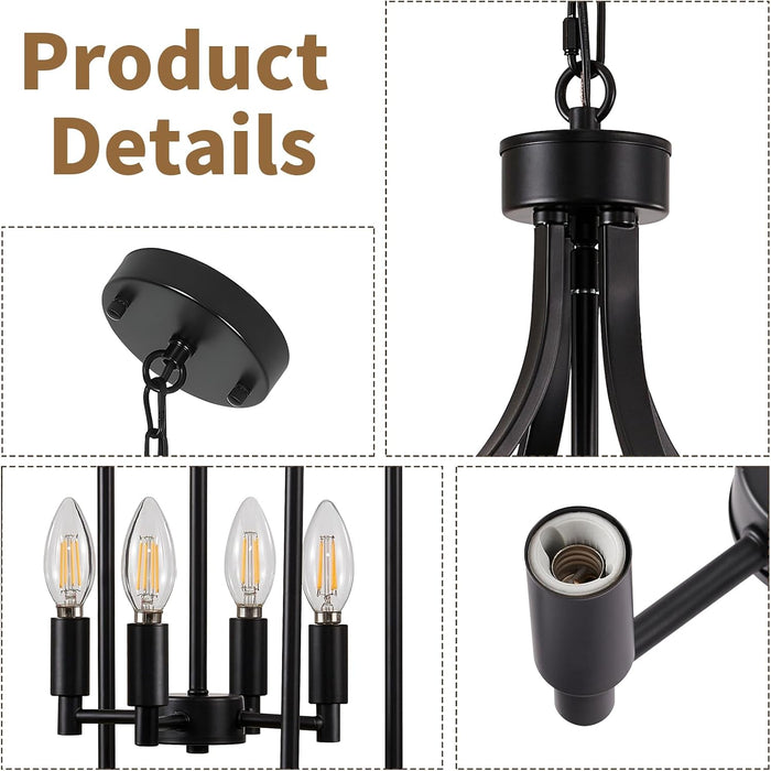 Foyer Chandeliers for High Ceilings, Lantern Tiered Black Chandelier Light Fixture Metal Modern Farmhouse Pendant Lights for Kitchen Island Entryway, Staircase, Living Room, Dinning Room
