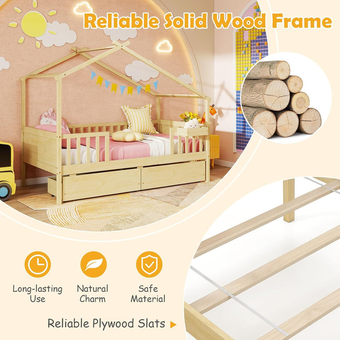 Montessori Twin House Bed With UnderbedStorage Deluxe