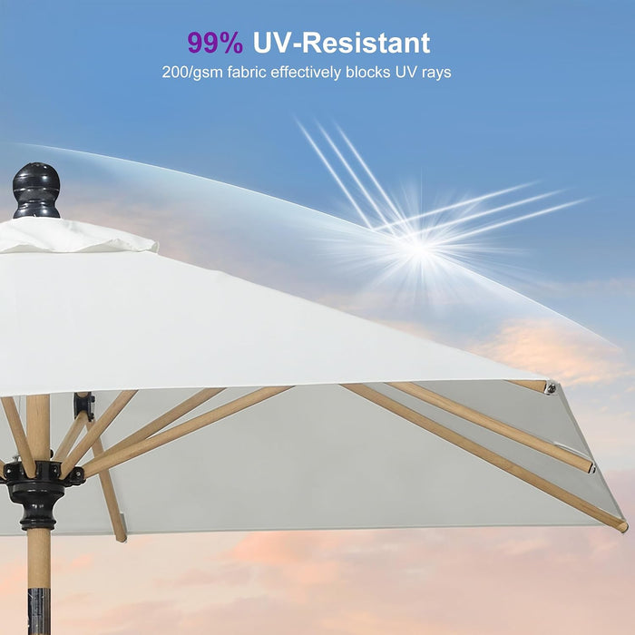 Outdoor Umbrella 6' X 6' Market Square Push Button Tilt, Cream