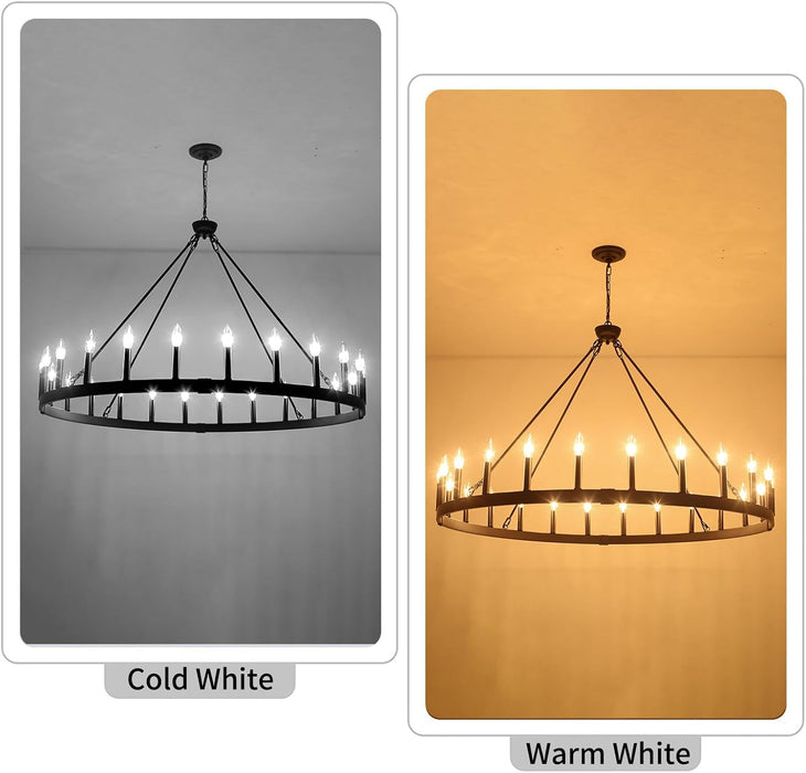 Black 48 Inch Wagon Wheel Chandelier IndustrialGrade