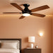 52Inch Ceiling Fans with Lights, Low Profile Ceiling Fan with Light and Remote/App Control, DC Reversible Motor, Noiseless, Flush Mount, Brown Ceiling Fan for Bedroom Indoor/Outdoor Use
