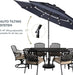 10Ft Patio Umbrella with Solar Lights, Auto-Tilt Lighted Market Table Umbrellas with Crank, 8 Sturdy Ribs & 1.5" Pole Outdoor Umbrellas for Patio Garden Deck Backyard Pool, Navy Blue