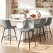Counter Height Bar Stools Set of 3, FSC Certified Upholstered Faux Leather Barstools with Back, Metal Base, 27" Seat Height, Modern Upholstered Counter Stools for Kitchen Island,(Gray)