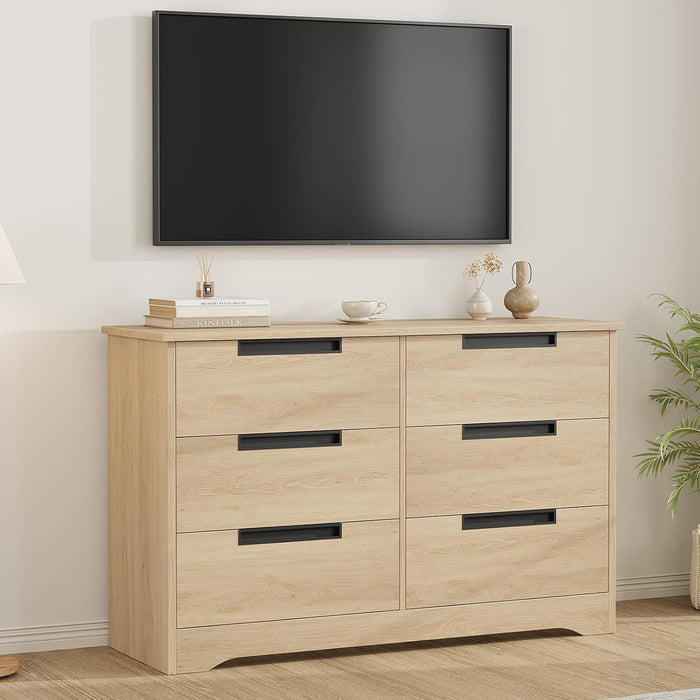 , Modern Closet Dresser Organizer with Embedded Handles Design, Wooden Chest of Drawers for Living Room, Nursery, Hallway - Natural