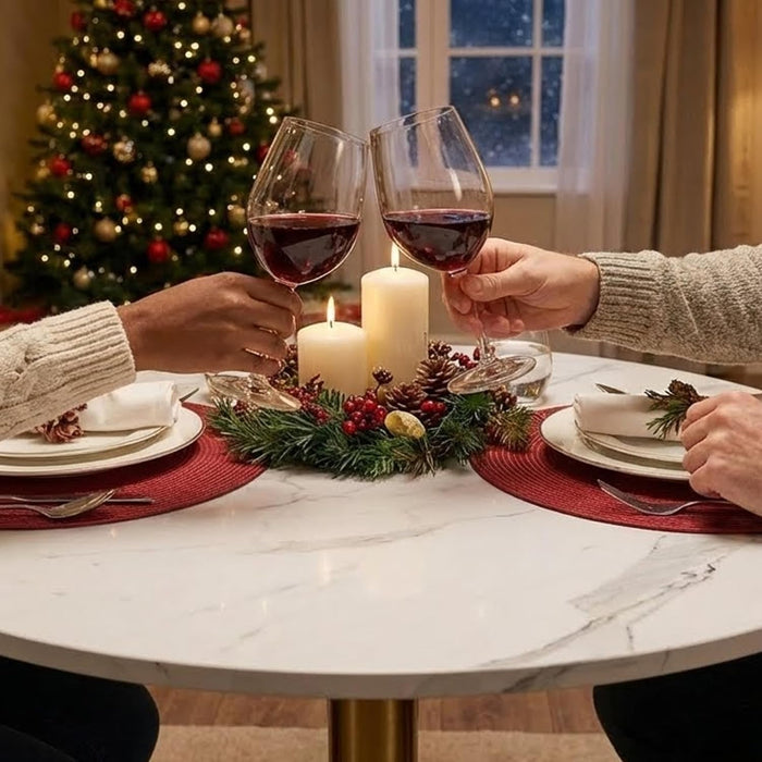 Round Modern Dinning Table 30 Inches Bistro Tulip Table with White Faux Marble Top Gold Sturdy Metal Frame,Easy Assemble,Diameter 30In*H28.54In