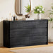 Modern 7 Drawers Dresser for Bedroom, 55" Wide Bedroom Dressers & Chest of Drawers W/Curved Profile, Mid Century Wood Dressers with Handleless Design, Large Dresser for Bedroom Living Room