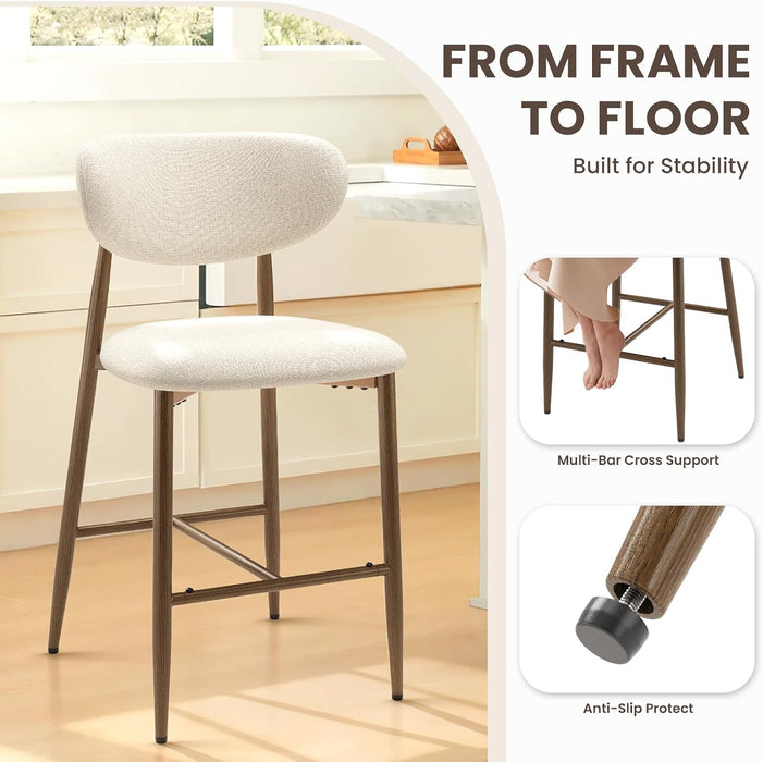 Counter Height Bar Stools with Backs Set of 4, Beige