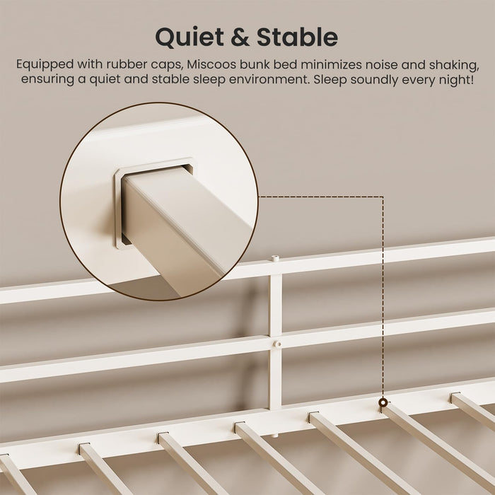 White Triple Bunk Bed Twin over Twin over Twin, Heavy Duty Metal Bunkbed with Full-Length Safety Guardrails, No Box Spring Required, Easy Assembly, Bedroom & Guest Room