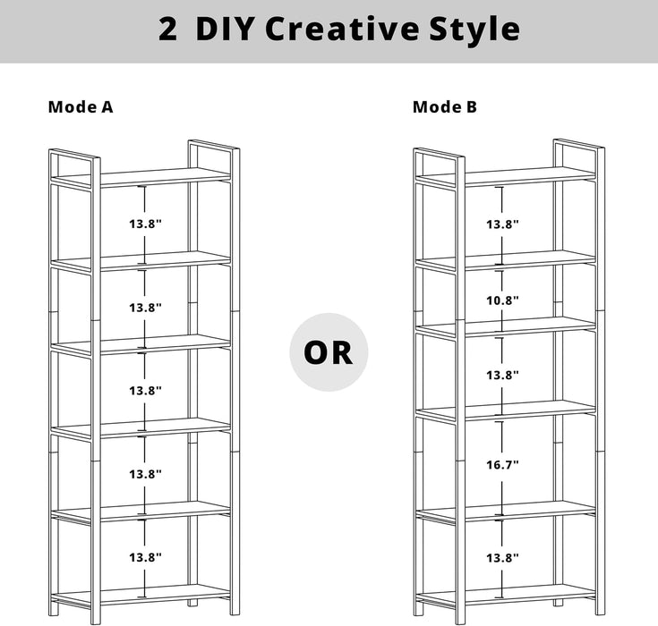 Six Tier Ladder Bookshelf Industrial Style Display
