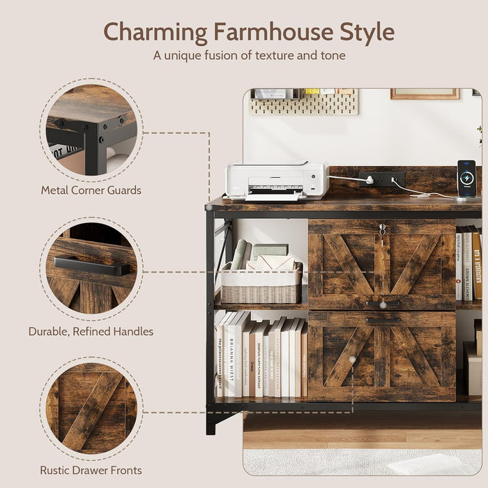 Rustic Brown FortyFourInch Lateral Filing Cabinet Lockable