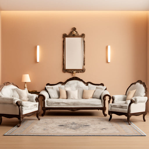 Traditional 2PC Button Tufted Living Room Set in White