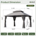 12X10 Gazebo with Double Roof & Mosquito Netting Outdoor Heavy-Duty Party Tent, Patio Tent with Zipper Screens - Backyard Garden Lawn Shelter Includes Wind Ropes Expansion Bolts, Gray