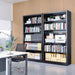 5 Tier Bookcase, 55" Tall Heavy Duty Metal Bookshelf, Free Standing Bookcase with Back Panel & 4 Adjustable Storage Shelves, Open Display Shelf for Bedroom Living Room Home Office (Black)