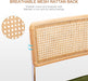 Natural Rattan Counter Stools Set of 2, 26" Modern Boho Barstools | Mid Century Modern Bar Stools with Cane Mesh & Chrome Legs, Vintage Velvet Fabric Counter Height Chairs for Kitchen, Green