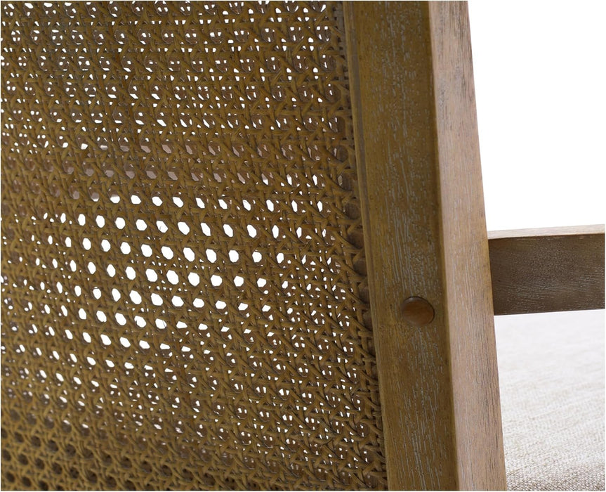 Diedra, Counter Stool Kitchen Island Counter Stool, Natural Cane Backrest, Solid Wood Legs, Upholstered Seat, Counter Height Stool for Kitchen Island Stool, 38" H, Reclaimed Natural - ShipItFurniture