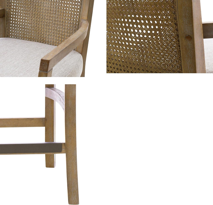 Diedra, Counter Stool Kitchen Island Counter Stool, Natural Cane Backrest, Solid Wood Legs, Upholstered Seat, Counter Height Stool for Kitchen Island Stool, 38" H, Reclaimed Natural - ShipItFurniture