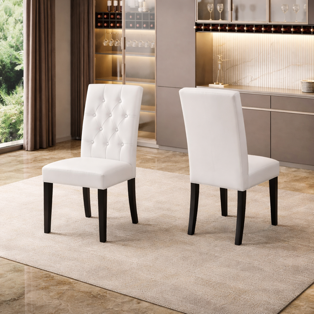 White 70.8 Inch ElegantUpholstered DiningTable Set Tufted