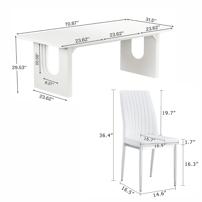 94 Inch Premium Quality PU Leather Dining Table Set Chairs