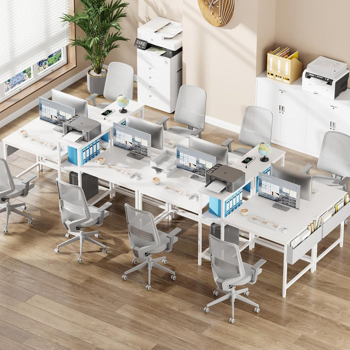 Double Desk With Power Outlets For Home Office - ShipItFurniture