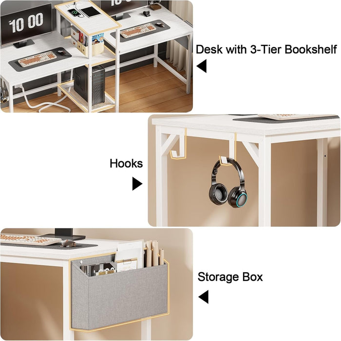 Double Desk With Power Outlets For Home Office - ShipItFurniture