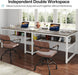 Double Workstation Desk For Two Person With Shelf - ShipItFurniture