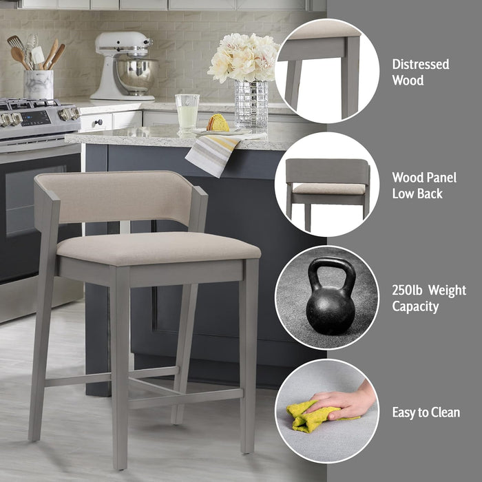 Dresden Wood Counter Height Stool, Distressed Gray - ShipItFurniture