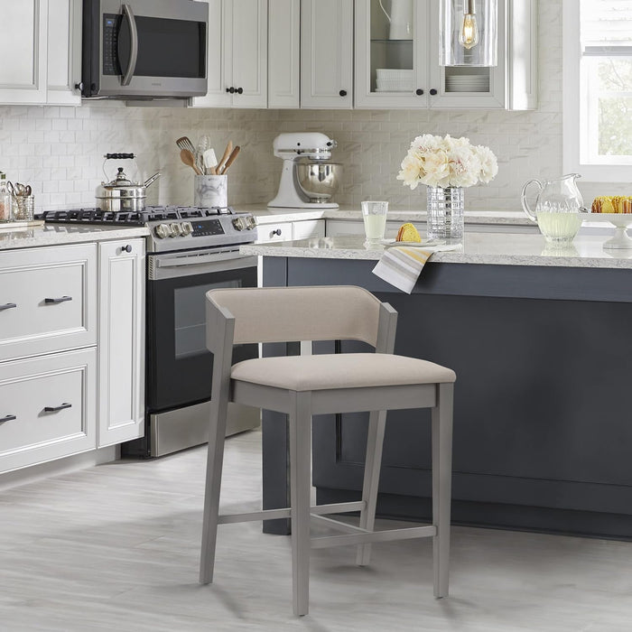 Dresden Wood Counter Height Stool, Distressed Gray - ShipItFurniture