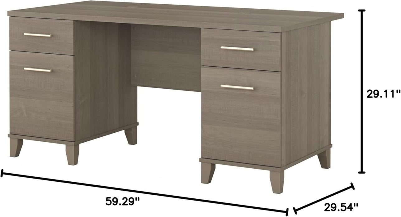 Durable 60W Office Desk with Drawers in Gray - ShipItFurniture